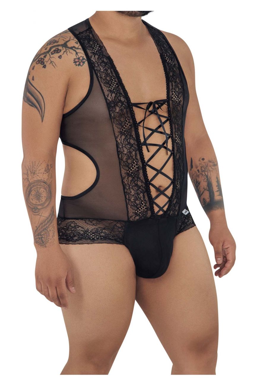 CandyMan 99557X Mesh-Lace Bodysuit Color Black - DealByEthan.gay loves CandyMan