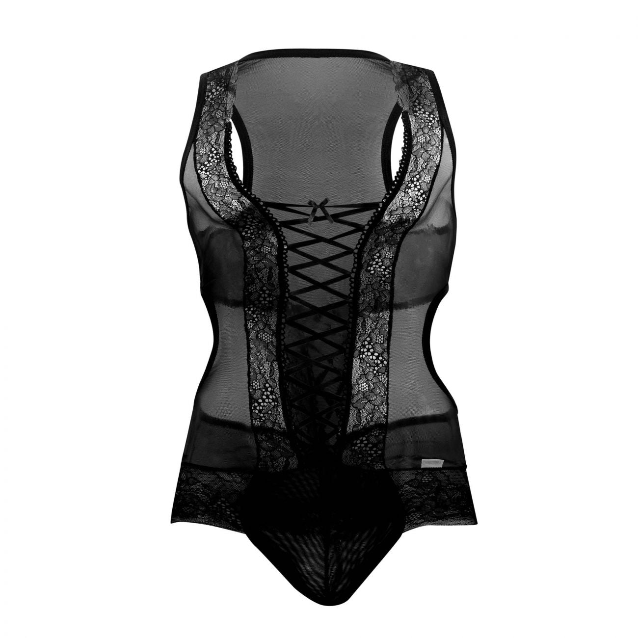 CandyMan 99557X Mesh-Lace Bodysuit Color Black - DealByEthan.gay loves CandyMan