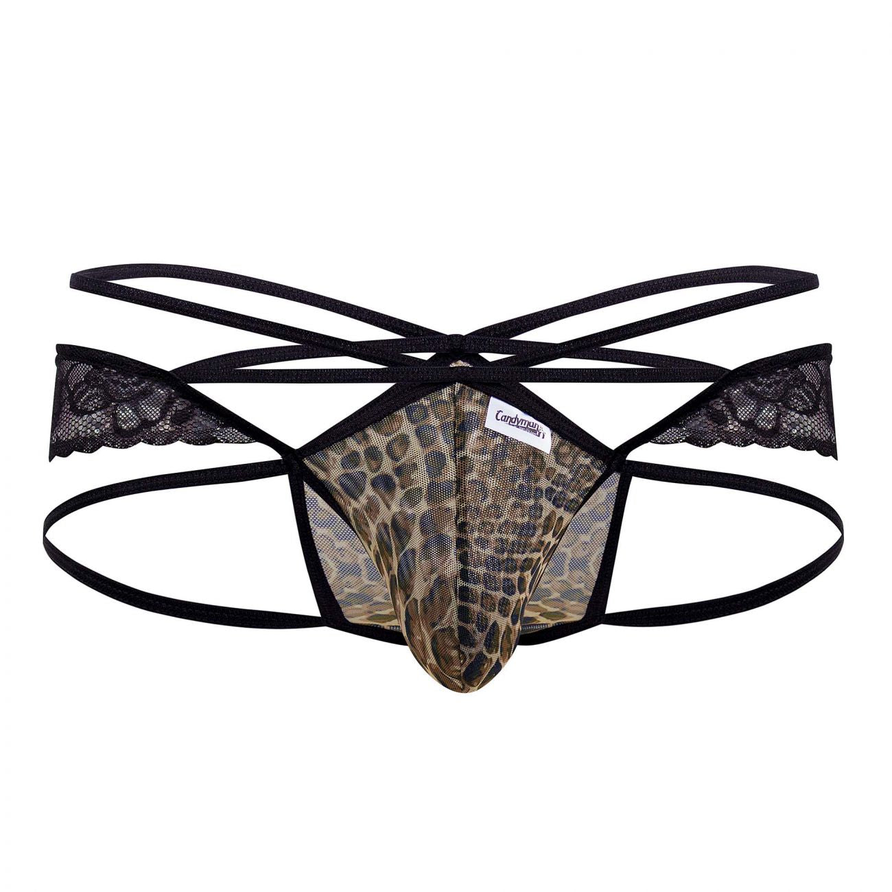 CandyMan 99578 Mesh-Lace Bikini Color Snake Print - DealByEthan.gay loves CandyMan