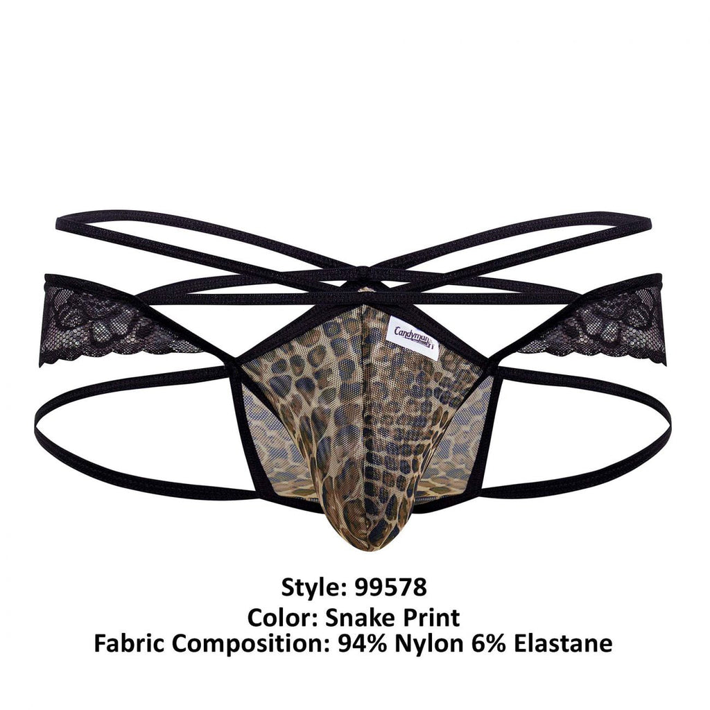 CandyMan 99578 Mesh-Lace Bikini Color Snake Print - DealByEthan.gay loves CandyMan
