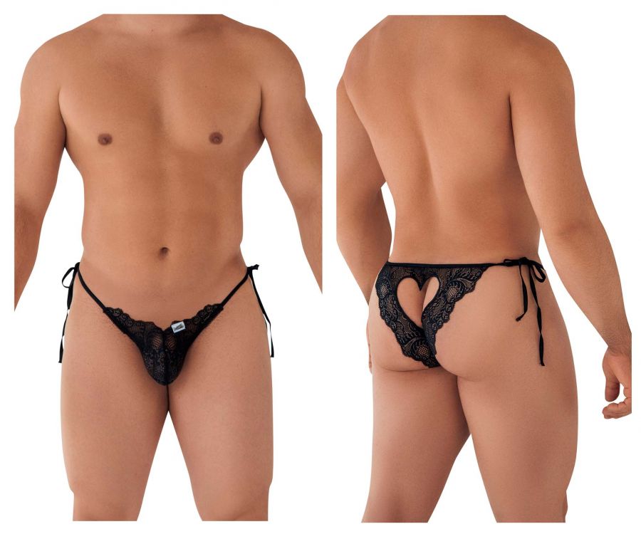CandyMan 99579 Lace Heart Bikini Color Black - DealByEthan.gay loves CandyMan
