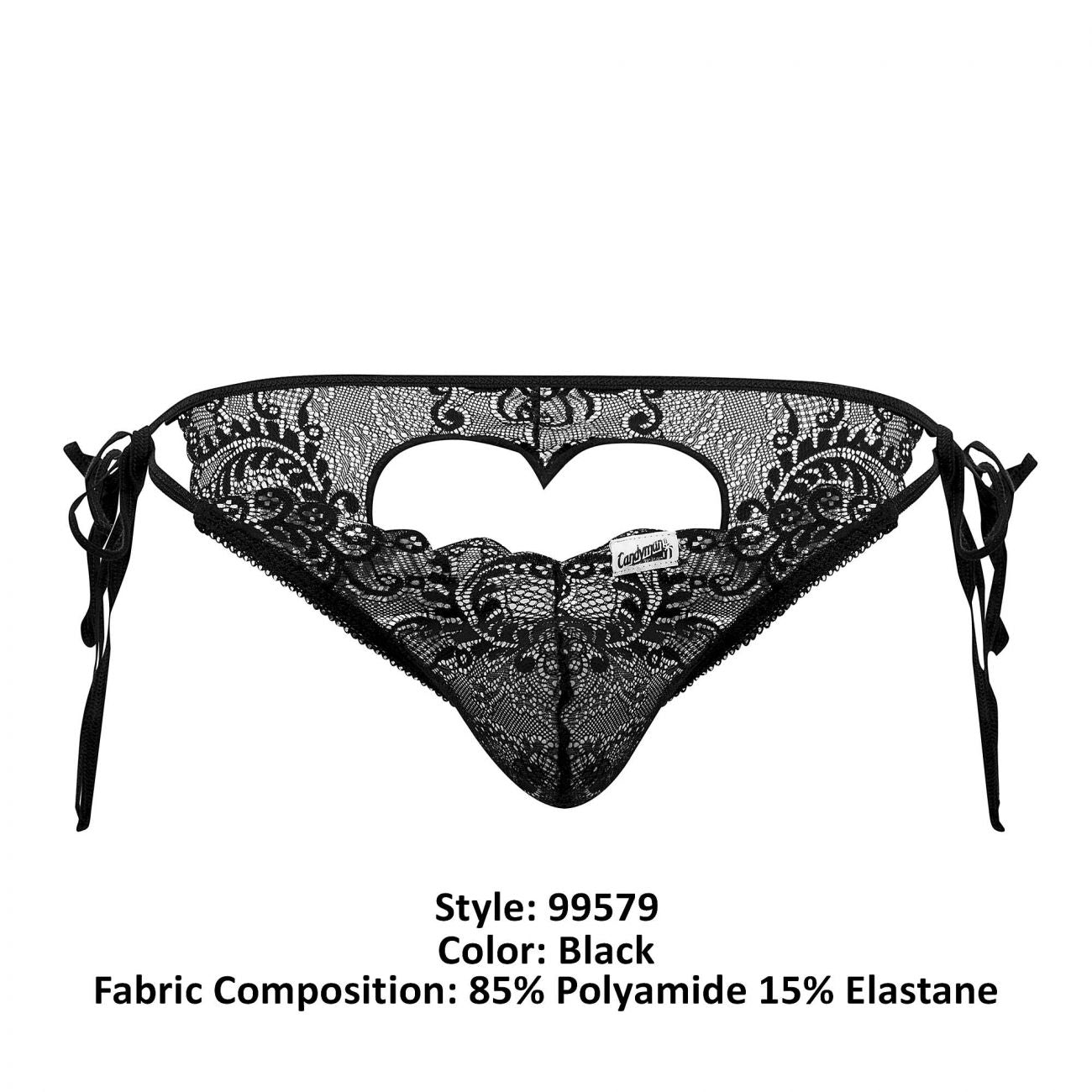 CandyMan 99579 Lace Heart Bikini Color Black - DealByEthan.gay loves CandyMan
