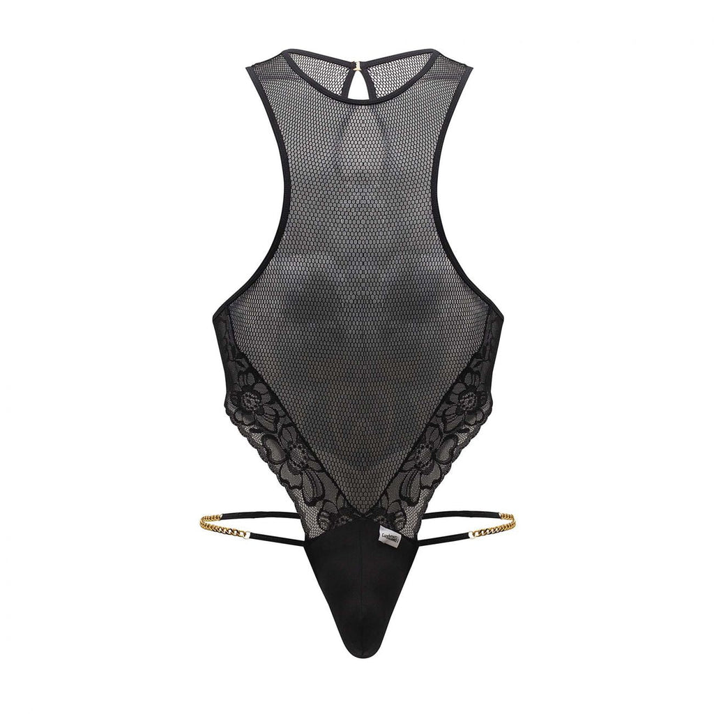CandyMan 99584X Mesh-Lace Bodysuit Color Black - DealByEthan.gay loves CandyMan