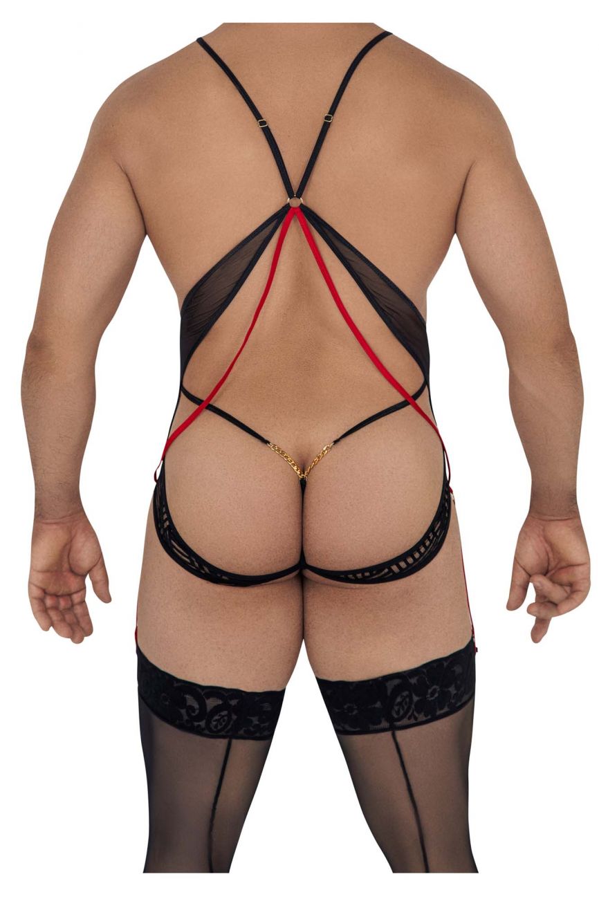 CandyMan 99585 Mesh-Lace Bodysuit Color Black - DealByEthan.gay loves CandyMan