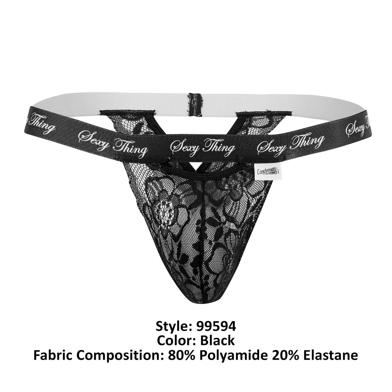 CandyMan 99594 Sexy Thing Lace Thongs Color Black - DealByEthan.gay loves CandyMan