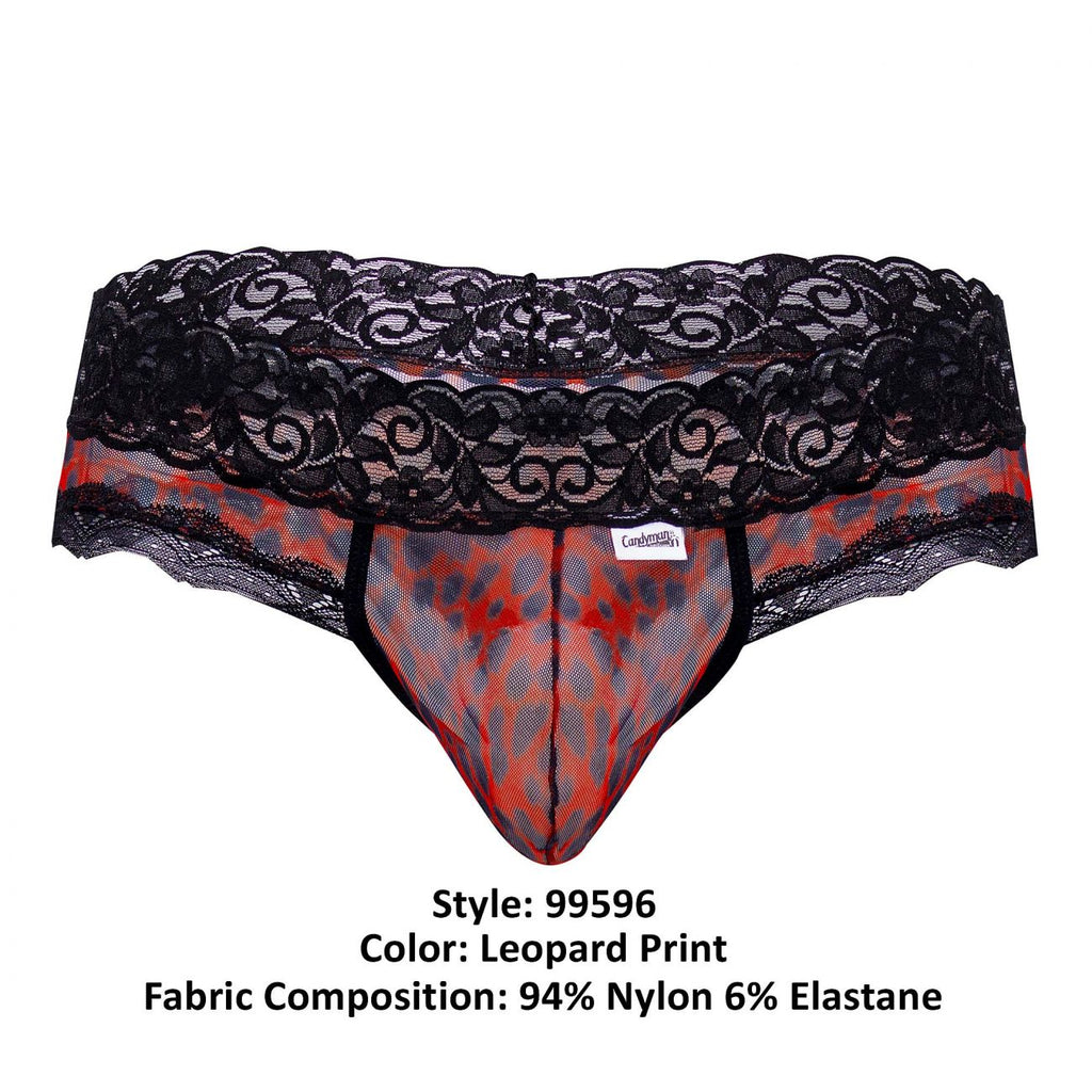 CandyMan 99596 Mesh-Lace Thongs Color Leopard Print - DealByEthan.gay loves CandyMan