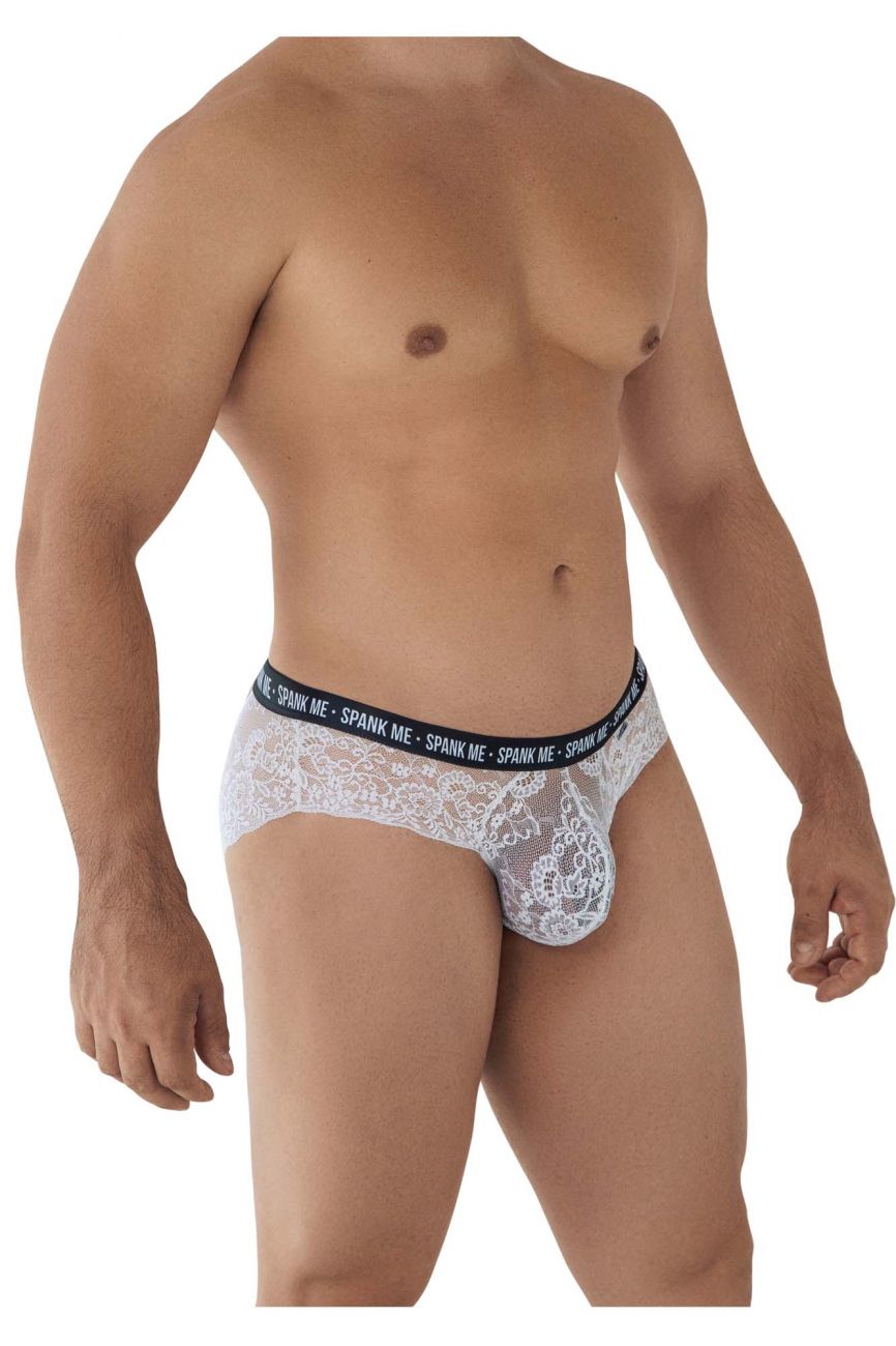 CandyMan 99615 Spank Me Lace Briefs Color White - DealByEthan.gay loves CandyMan