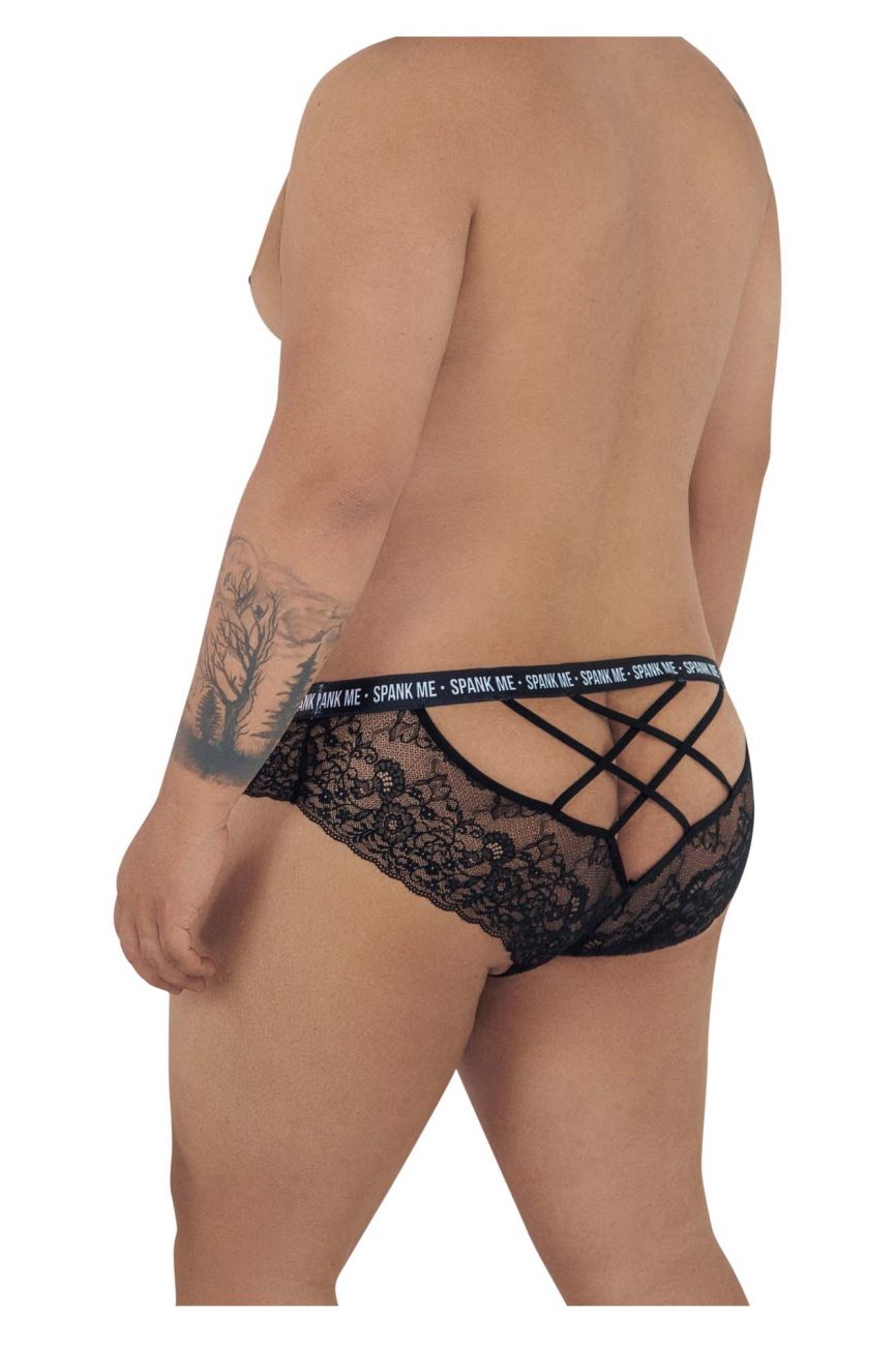 CandyMan 99615X Spank Me Lace Briefs Color Black - DealByEthan.gay loves CandyMan