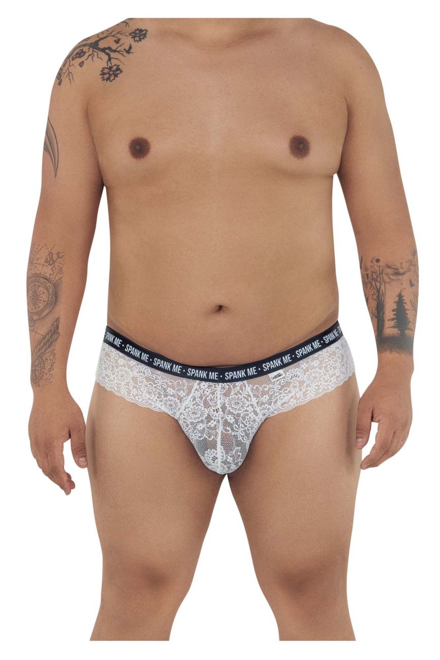 CandyMan 99615X Spank Me Lace Briefs Color White - DealByEthan.gay loves CandyMan