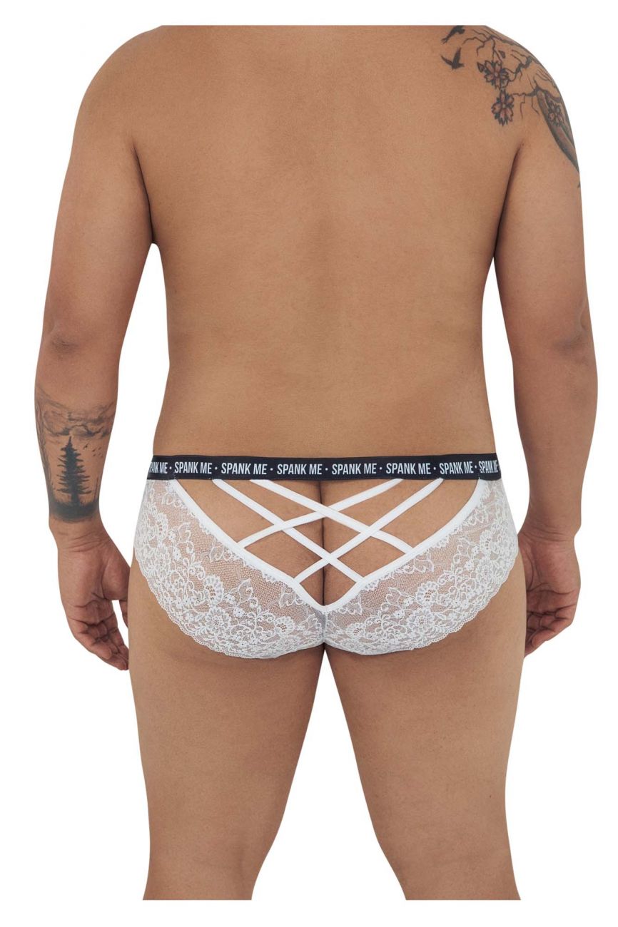 CandyMan 99615X Spank Me Lace Briefs Color White - DealByEthan.gay loves CandyMan