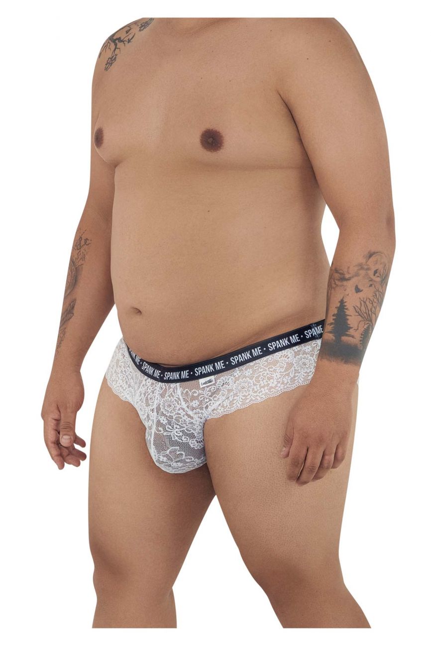 CandyMan 99615X Spank Me Lace Briefs Color White - DealByEthan.gay loves CandyMan