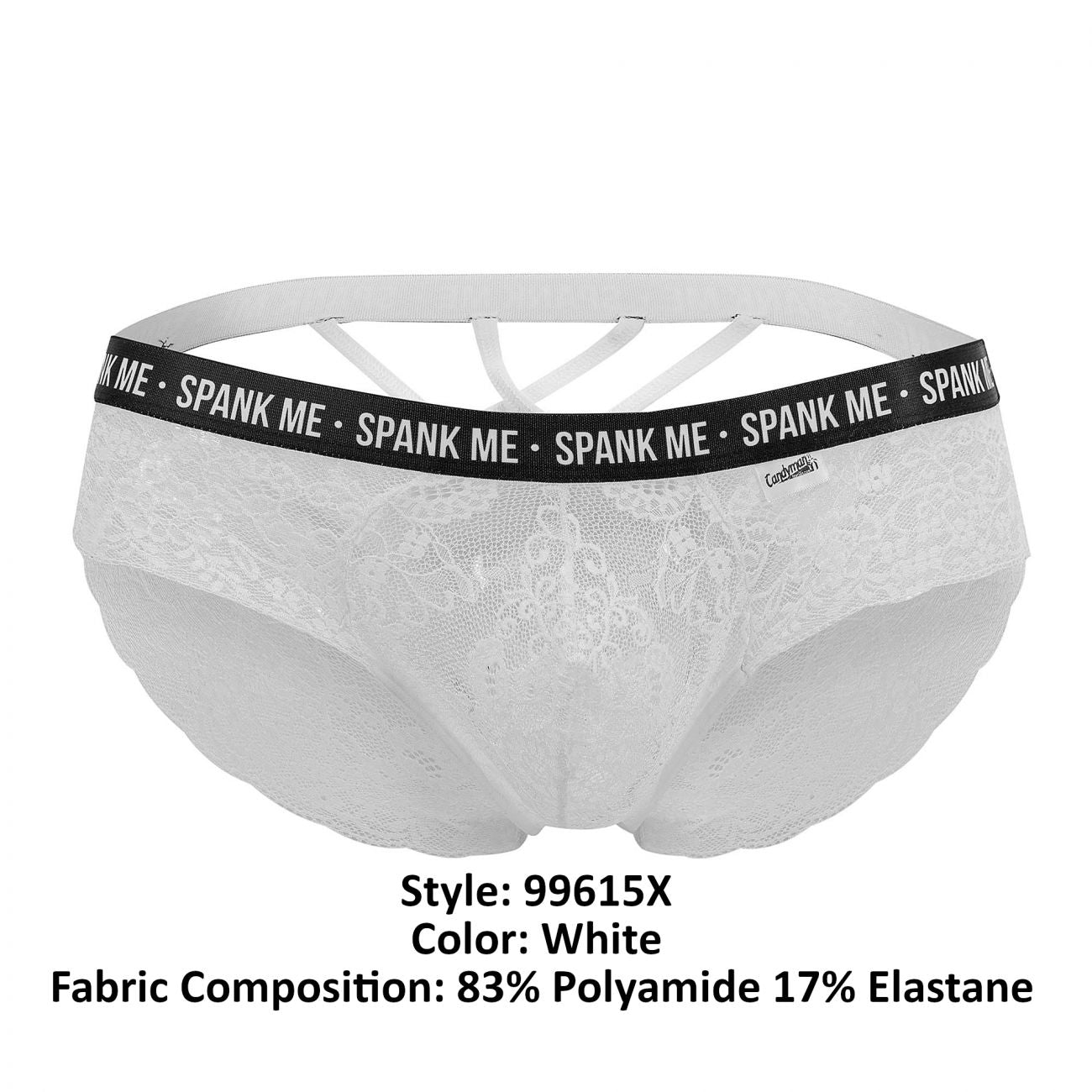 CandyMan 99615X Spank Me Lace Briefs Color White - DealByEthan.gay loves CandyMan