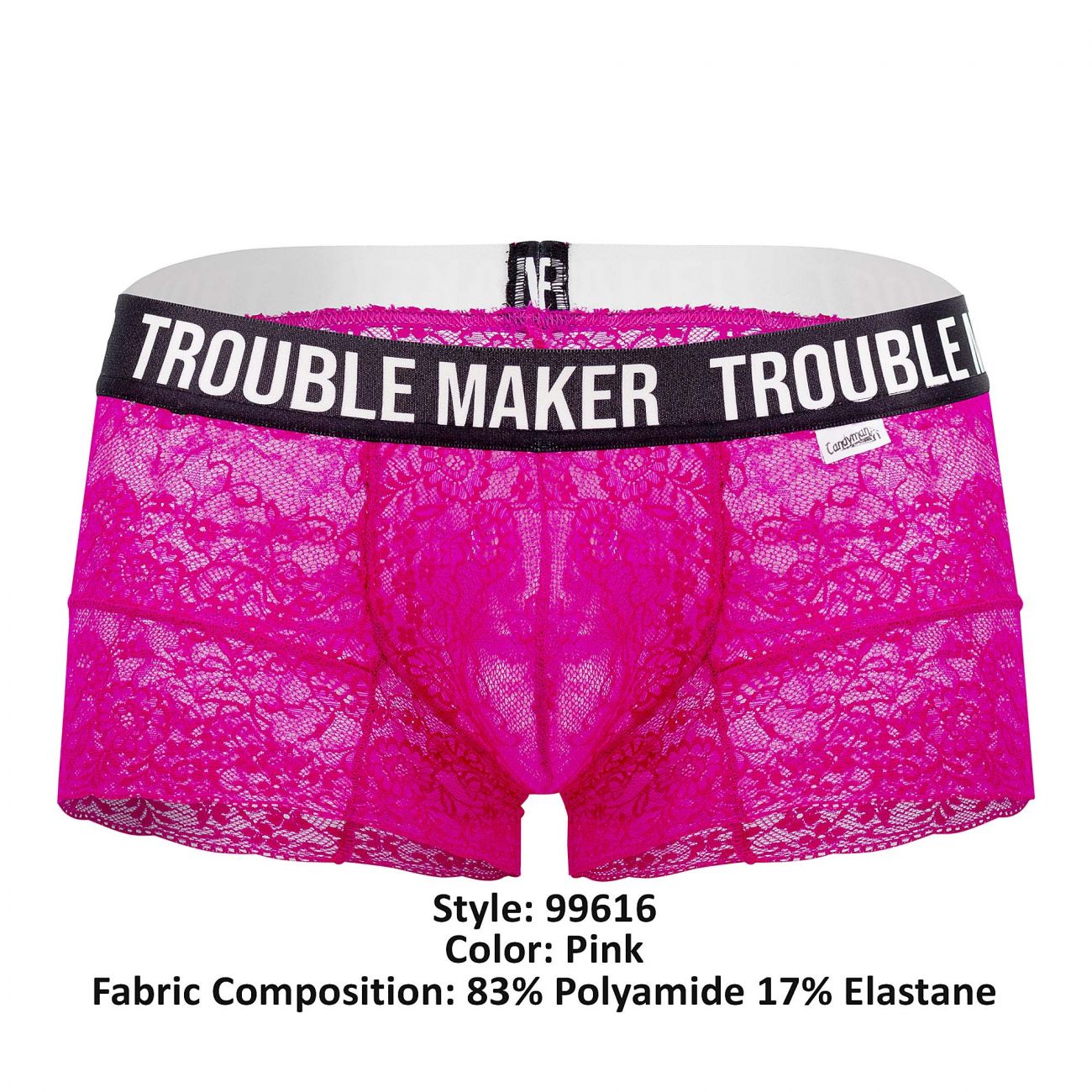 CandyMan 99616 Trouble Maker Lace Trunks Color Pink - DealByEthan.gay loves CandyMan