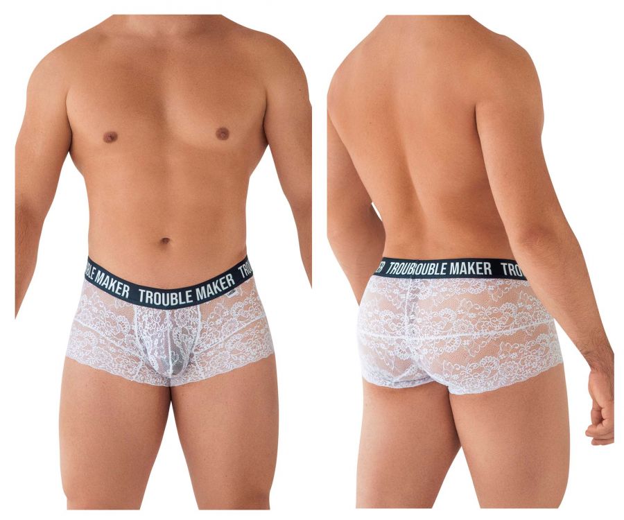 CandyMan 99616 Trouble Maker Lace Trunks Color White - DealByEthan.gay loves CandyMan
