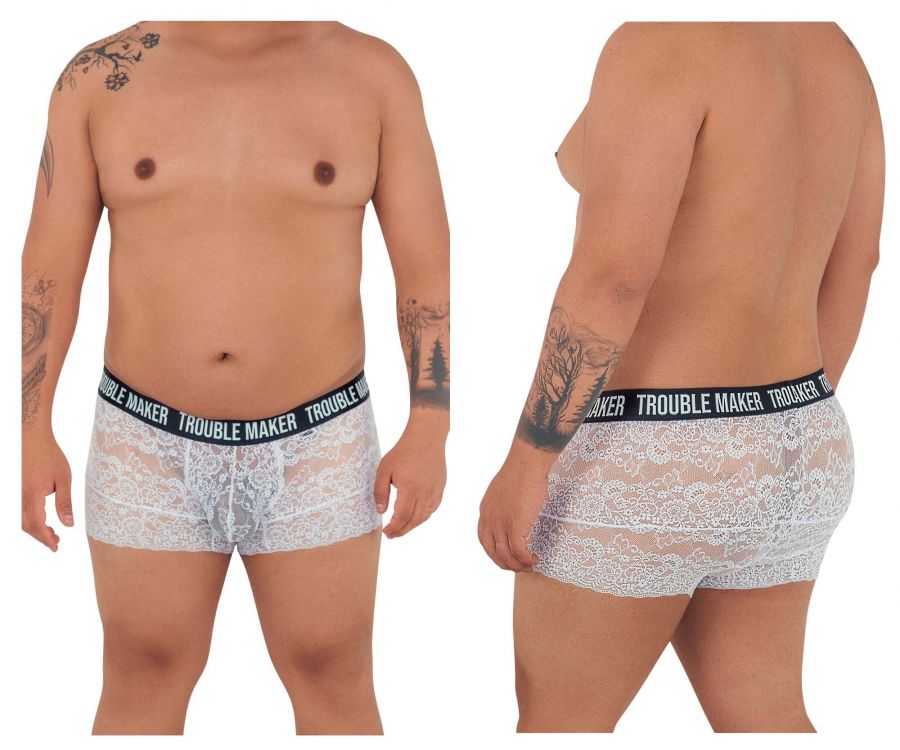 CandyMan 99616X Trouble Maker Lace Trunks Color White - DealByEthan.gay loves CandyMan