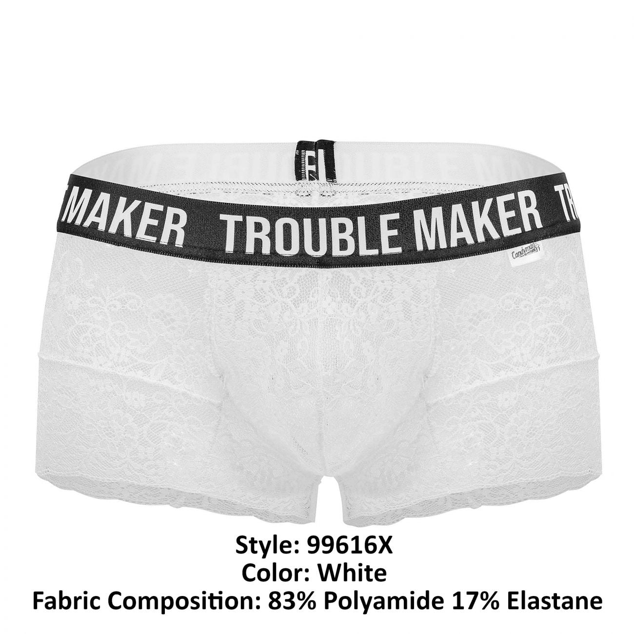 CandyMan 99616X Trouble Maker Lace Trunks Color White - DealByEthan.gay loves CandyMan