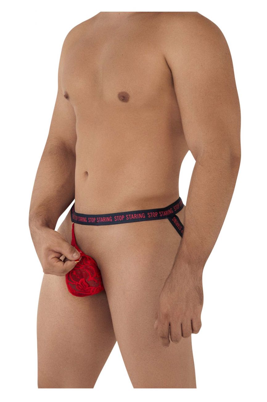 CandyMan 99619 Stop Staring Lace Jockstrap Color Red - DealByEthan.gay loves CandyMan