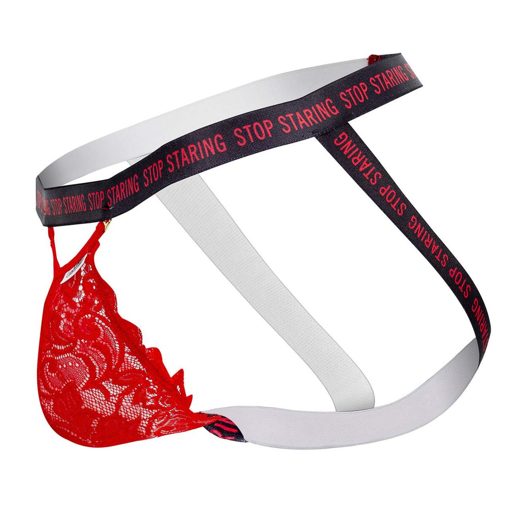 CandyMan 99619 Stop Staring Lace Jockstrap Color Red - DealByEthan.gay loves CandyMan