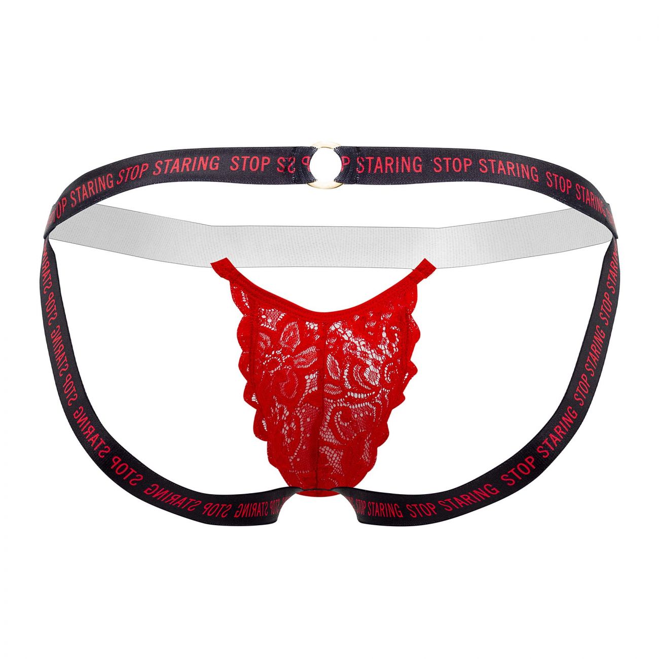 CandyMan 99619 Stop Staring Lace Jockstrap Color Red - DealByEthan.gay loves CandyMan