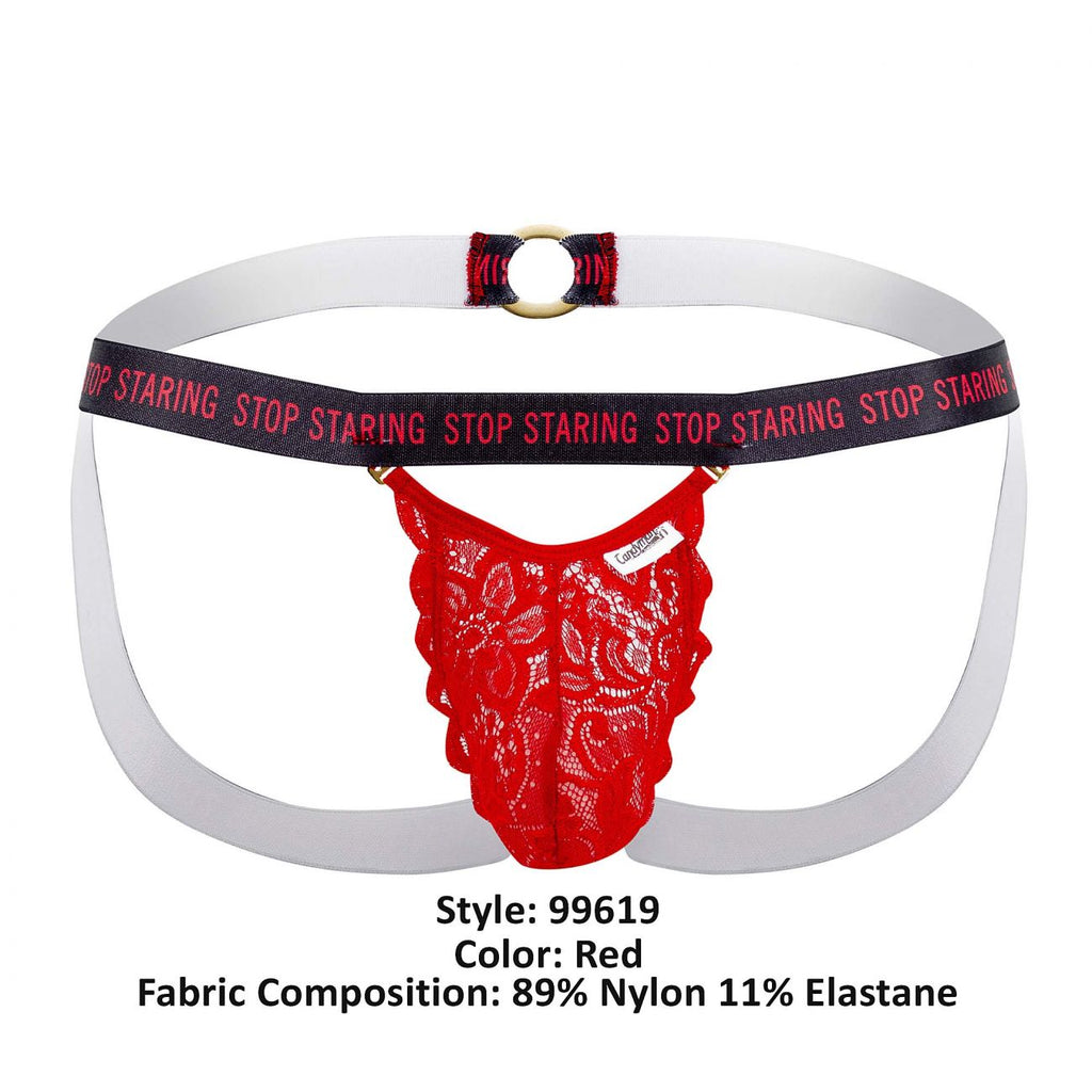 CandyMan 99619 Stop Staring Lace Jockstrap Color Red - DealByEthan.gay loves CandyMan