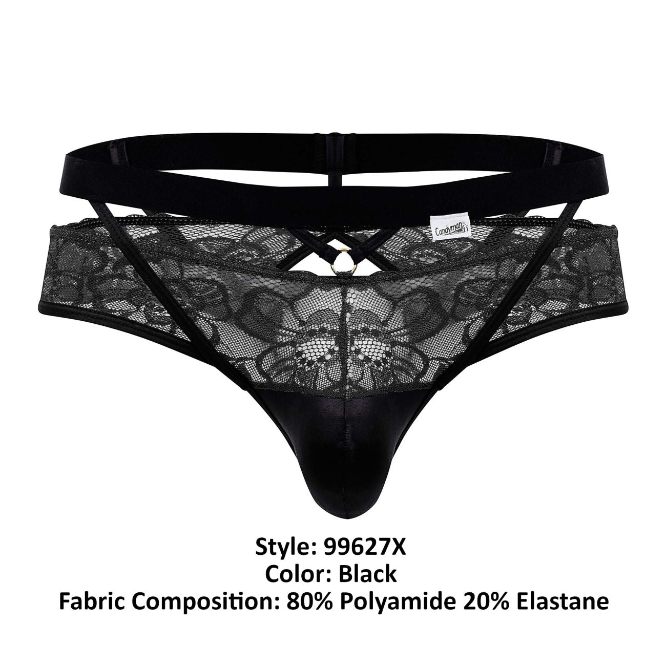 CandyMan 99627X Lace Jockstrap Color Black - DealByEthan.gay loves CandyMan