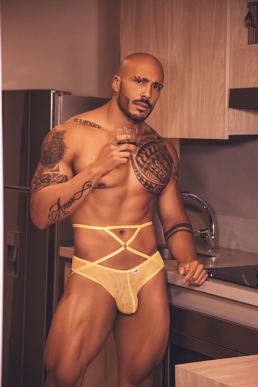 CandyMan 99640 Mesh Thongs Color Yellow - DealByEthan.gay loves CandyMan