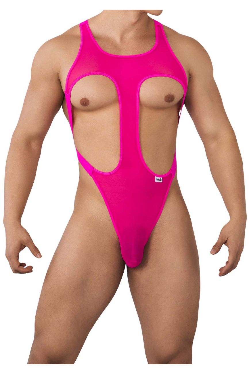 CandyMan 99643 Mesh Bodysuit Color Hot Pink - DealByEthan.gay loves CandyMan