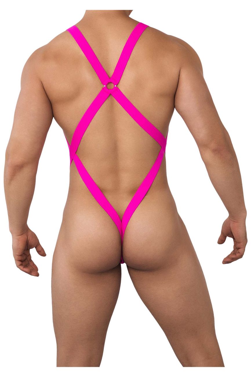 CandyMan 99643 Mesh Bodysuit Color Hot Pink - DealByEthan.gay loves CandyMan
