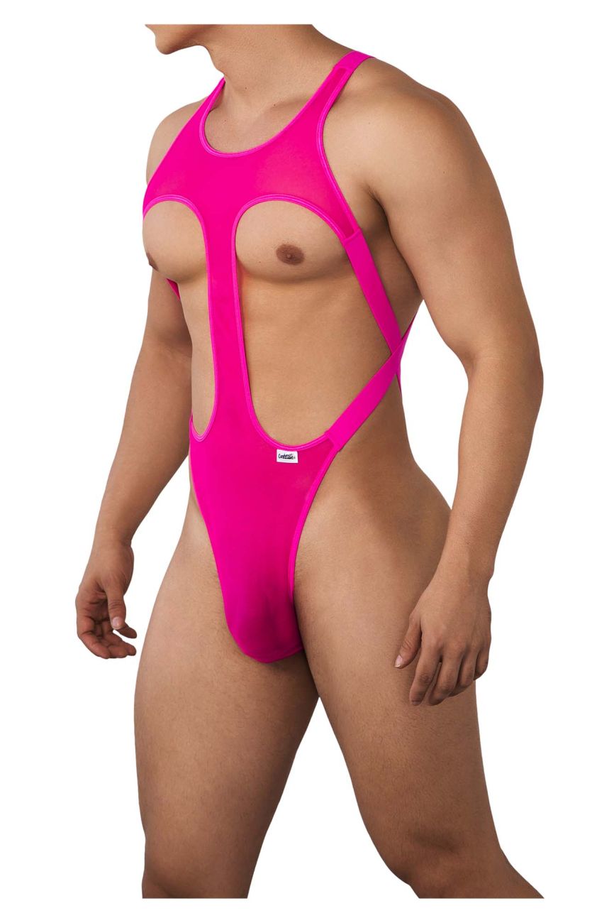 CandyMan 99643 Mesh Bodysuit Color Hot Pink - DealByEthan.gay loves CandyMan