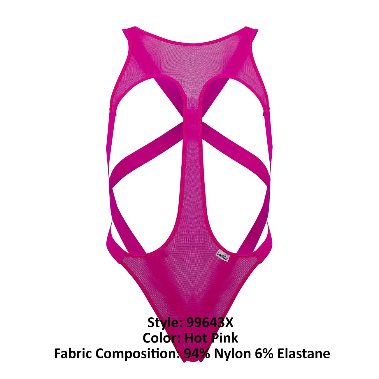CandyMan 99643X Mesh Bodysuit Color Hot Pink - DealByEthan.gay loves CandyMan