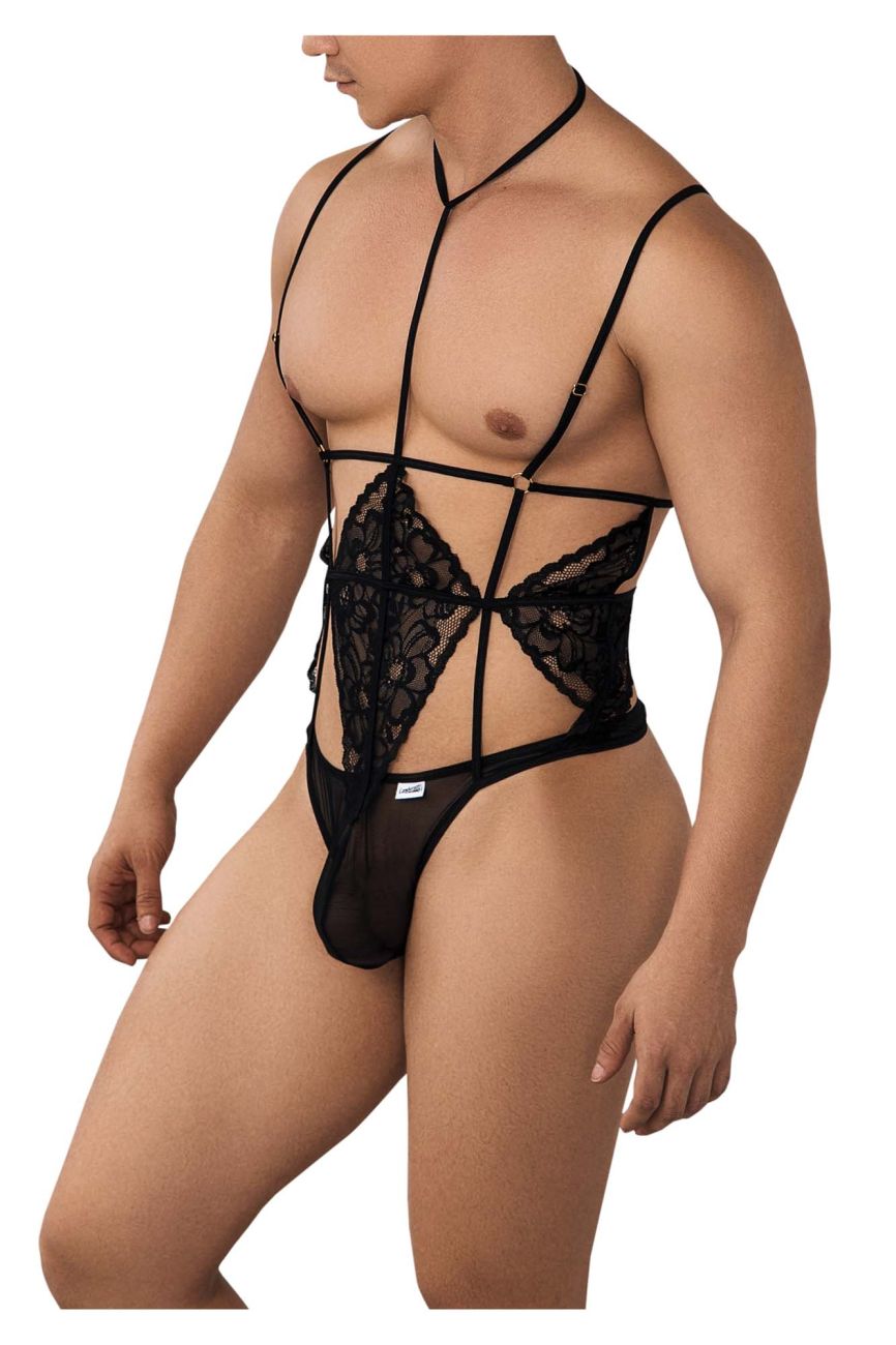 CandyMan 99645 Lace Bodysuit Color Black - DealByEthan.gay loves CandyMan