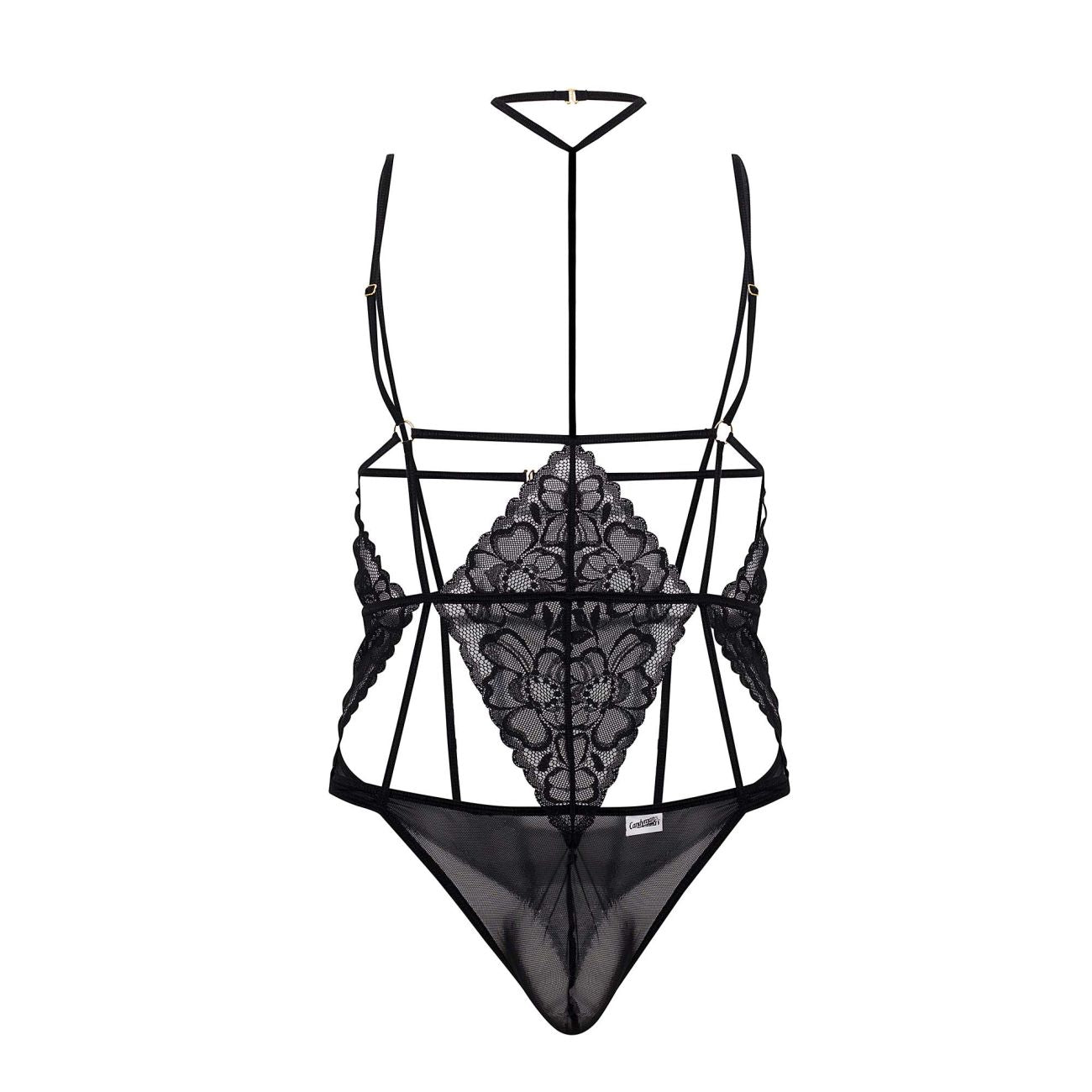 CandyMan 99645 Lace Bodysuit Color Black - DealByEthan.gay loves CandyMan