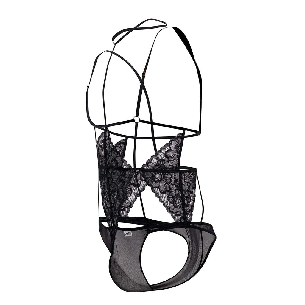 CandyMan 99645 Lace Bodysuit Color Black - DealByEthan.gay loves CandyMan