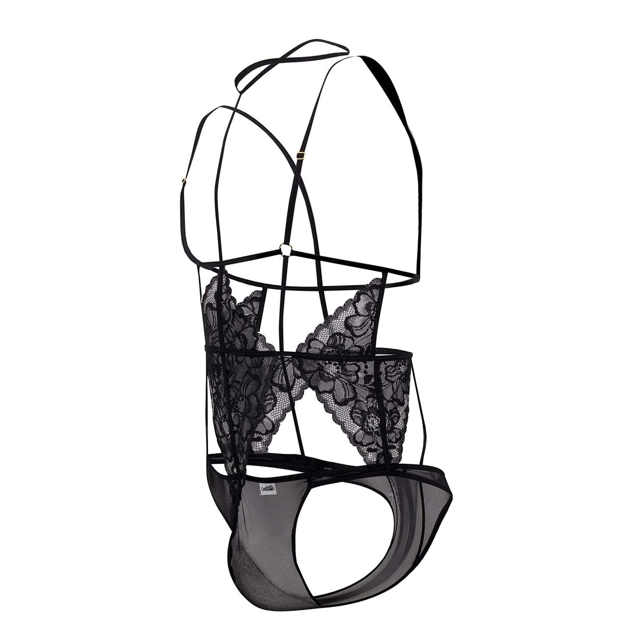 CandyMan 99645 Lace Bodysuit Color Black - DealByEthan.gay loves CandyMan