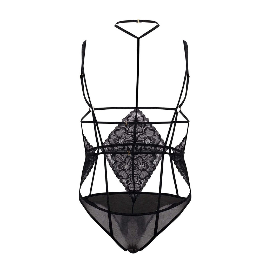 CandyMan 99645 Lace Bodysuit Color Black - DealByEthan.gay loves CandyMan