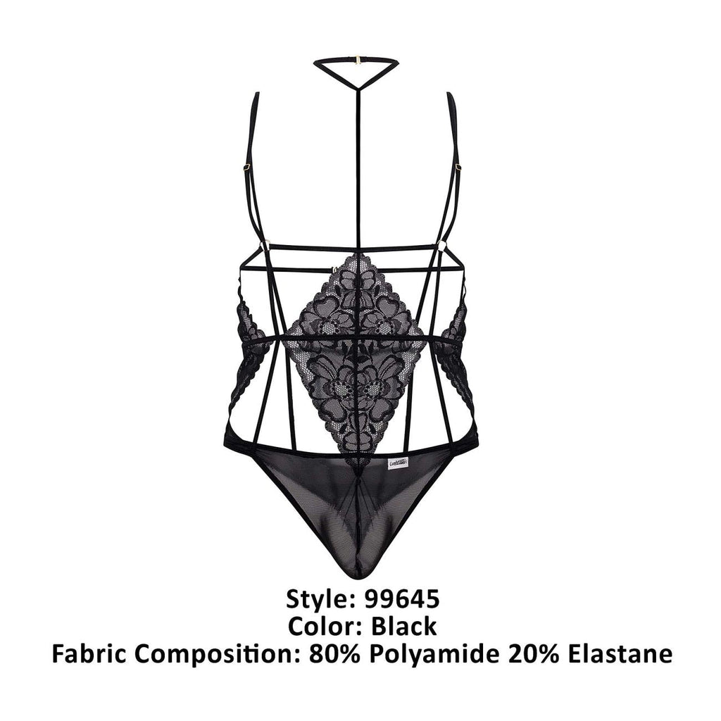 CandyMan 99645 Lace Bodysuit Color Black - DealByEthan.gay loves CandyMan