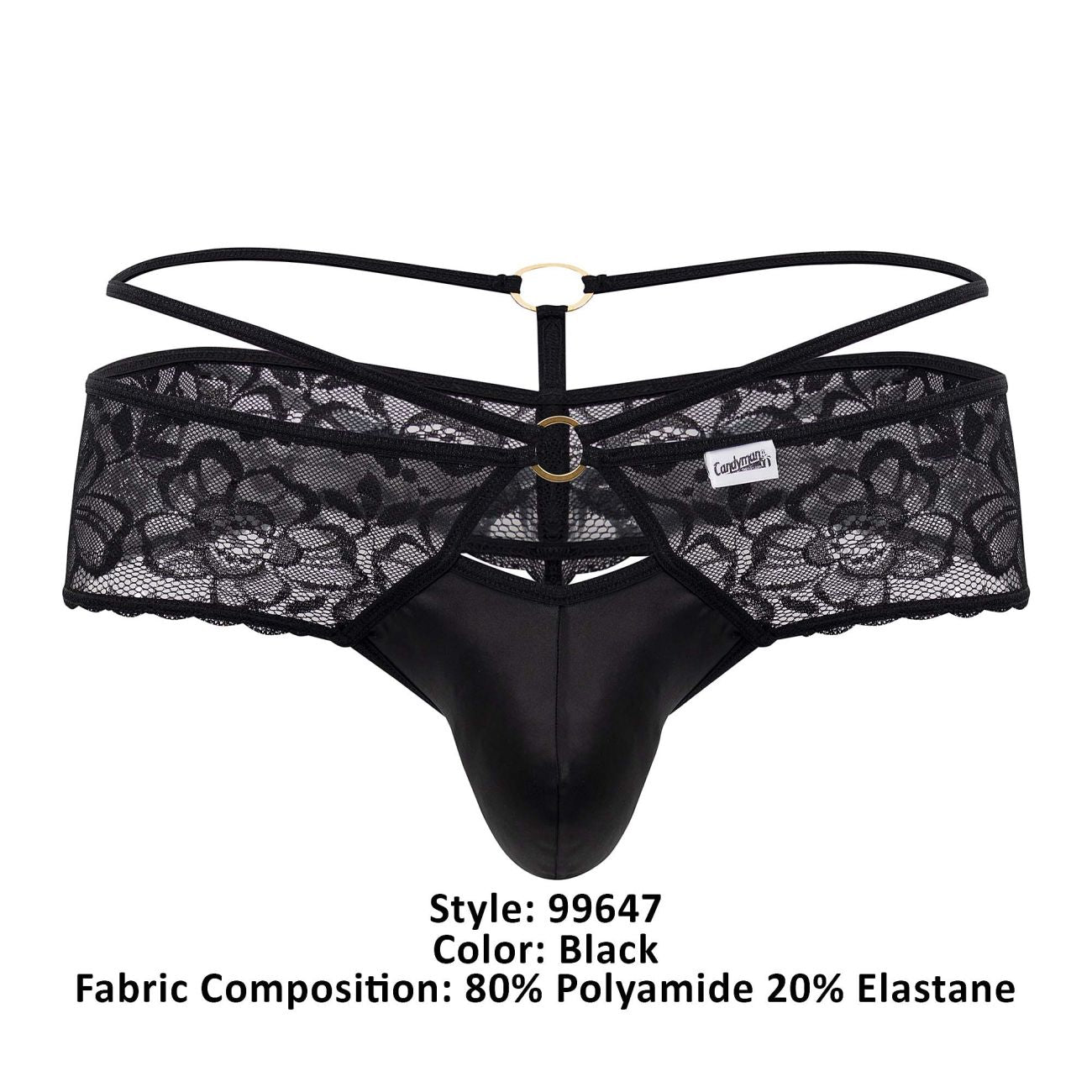 CandyMan 99647 Lace Thongs Color Black - DealByEthan.gay loves CandyMan