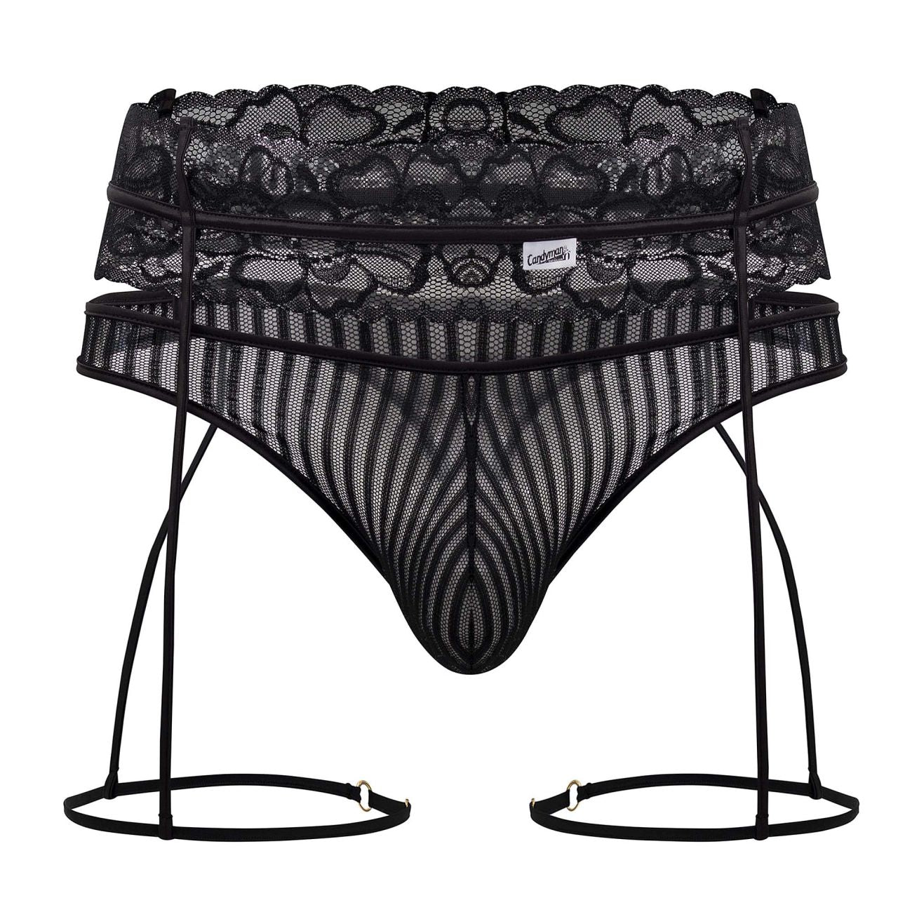 CandyMan 99648 Garter Thongs Color Black - DealByEthan.gay loves CandyMan