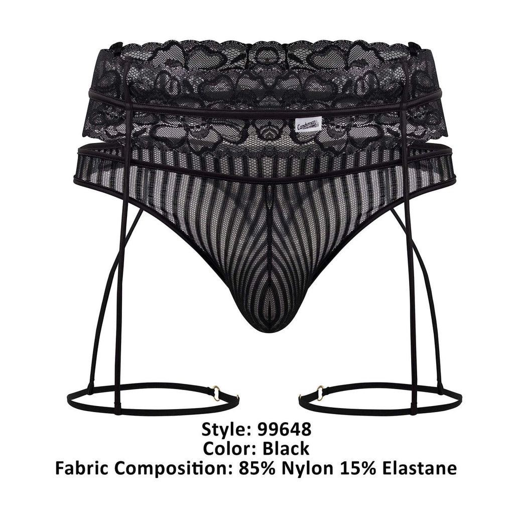 CandyMan 99648 Garter Thongs Color Black - DealByEthan.gay loves CandyMan