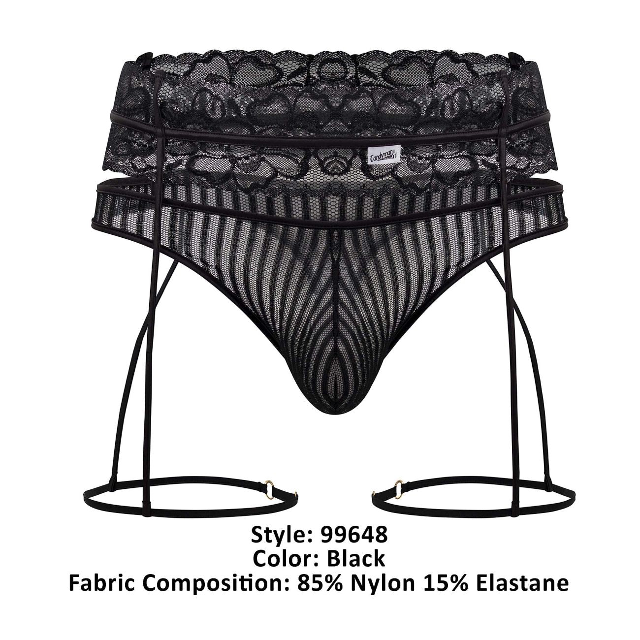 CandyMan 99648 Garter Thongs Color Black - DealByEthan.gay loves CandyMan