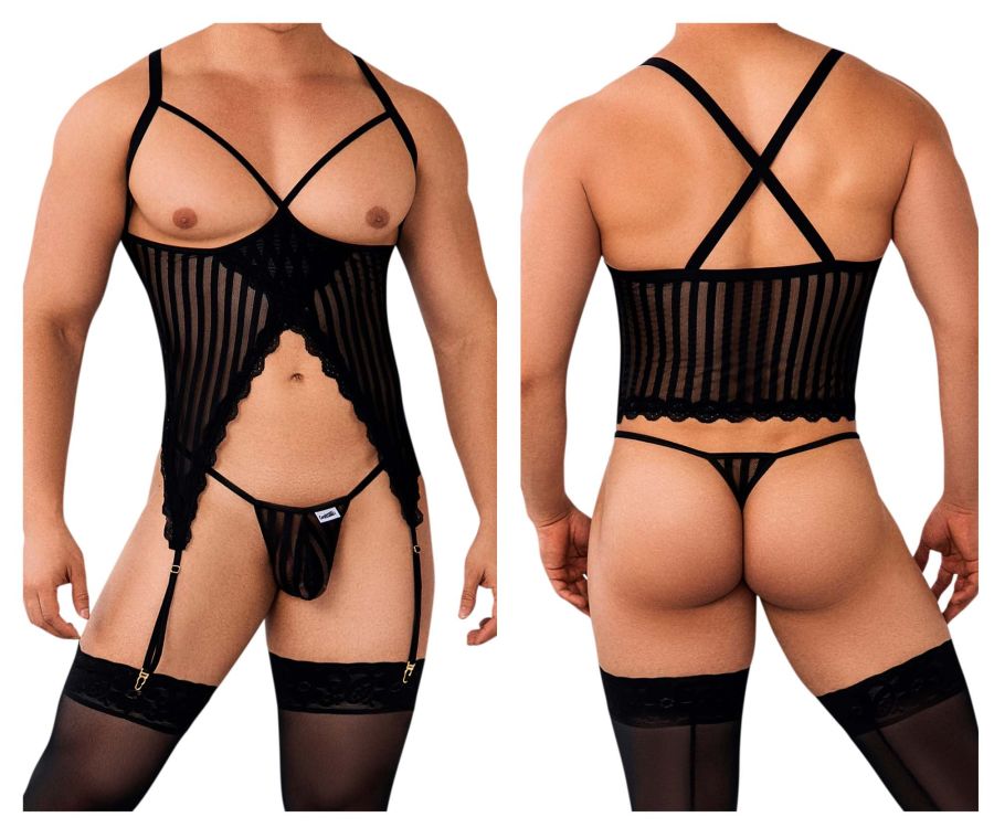 CandyMan 99654 Mesh Two Piece Set Color Black - DealByEthan.gay loves CandyMan