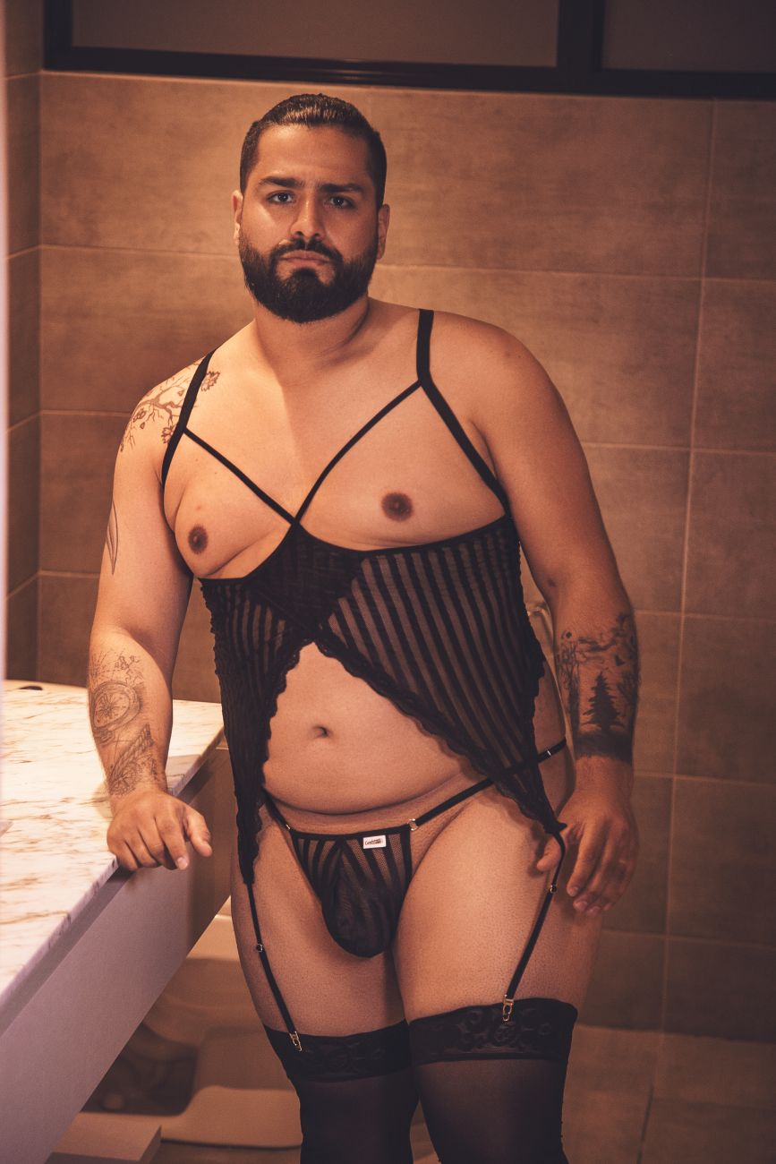 CandyMan 99654X Mesh Two Piece Set Color Black - DealByEthan.gay loves CandyMan