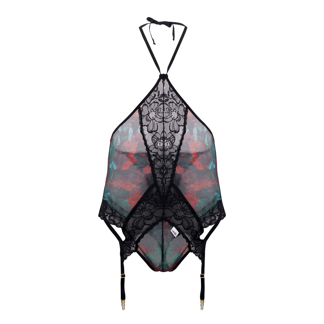 CandyMan 99661 Lace Bodysuit Color Black-Print - DealByEthan.gay loves CandyMan