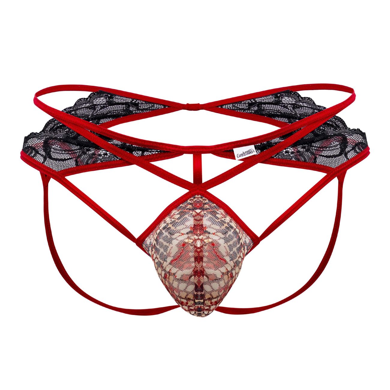 CandyMan 99663 Lace Jockstrap Color Red-Print - DealByEthan.gay loves CandyMan