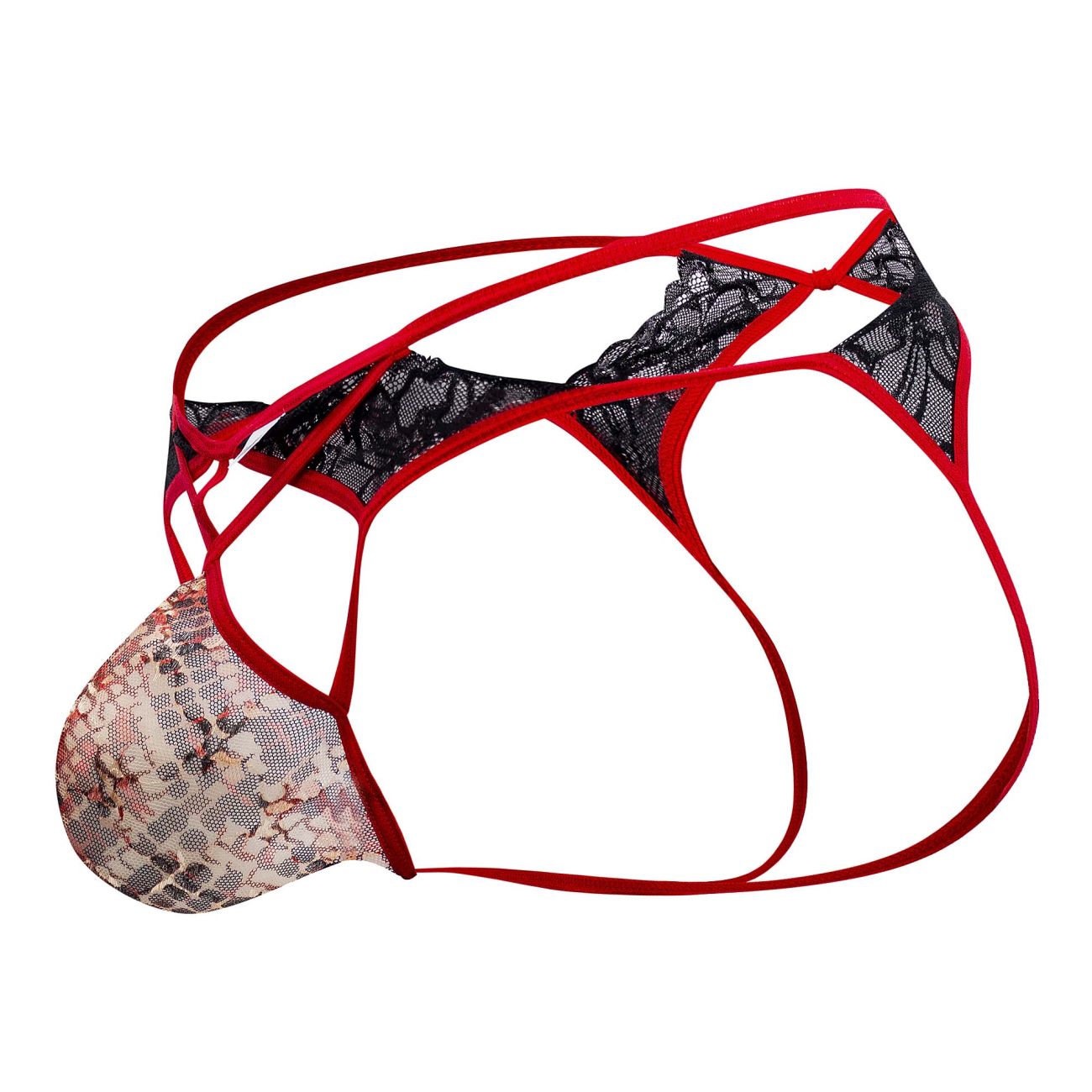 CandyMan 99663 Lace Jockstrap Color Red-Print - DealByEthan.gay loves CandyMan