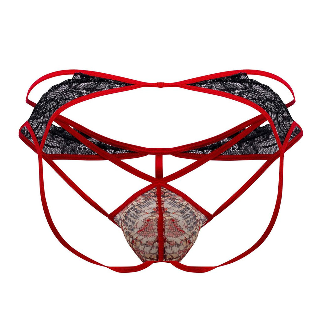 CandyMan 99663 Lace Jockstrap Color Red-Print - DealByEthan.gay loves CandyMan