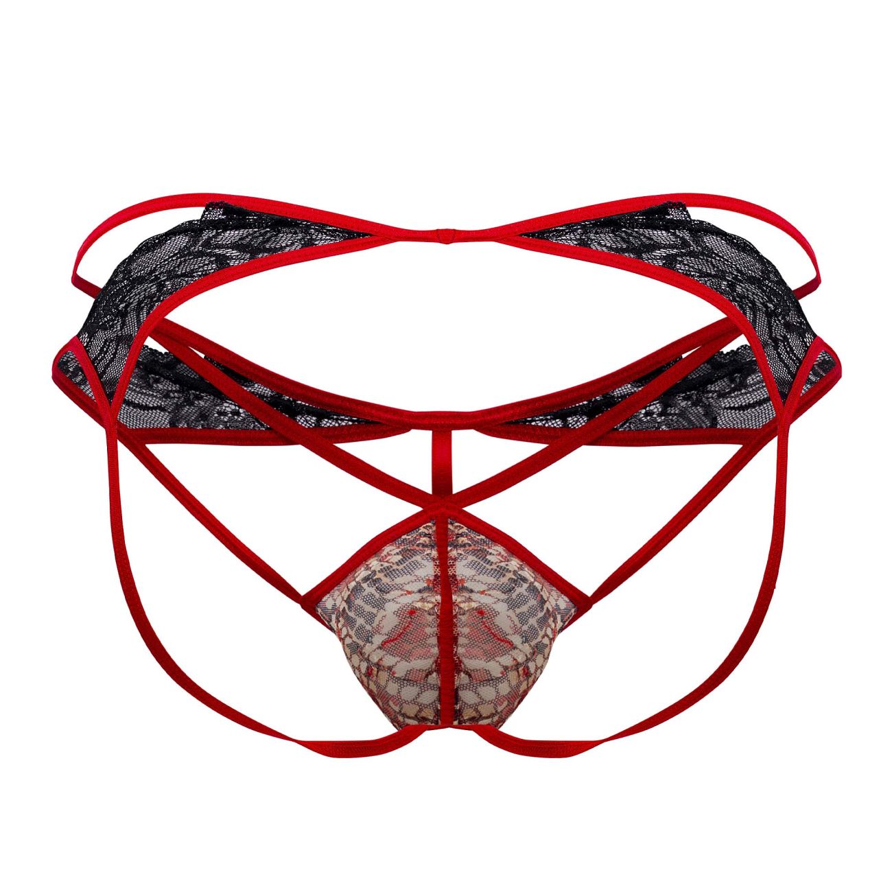CandyMan 99663 Lace Jockstrap Color Red-Print - DealByEthan.gay loves CandyMan