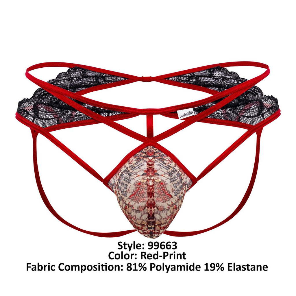 CandyMan 99663 Lace Jockstrap Color Red-Print - DealByEthan.gay loves CandyMan