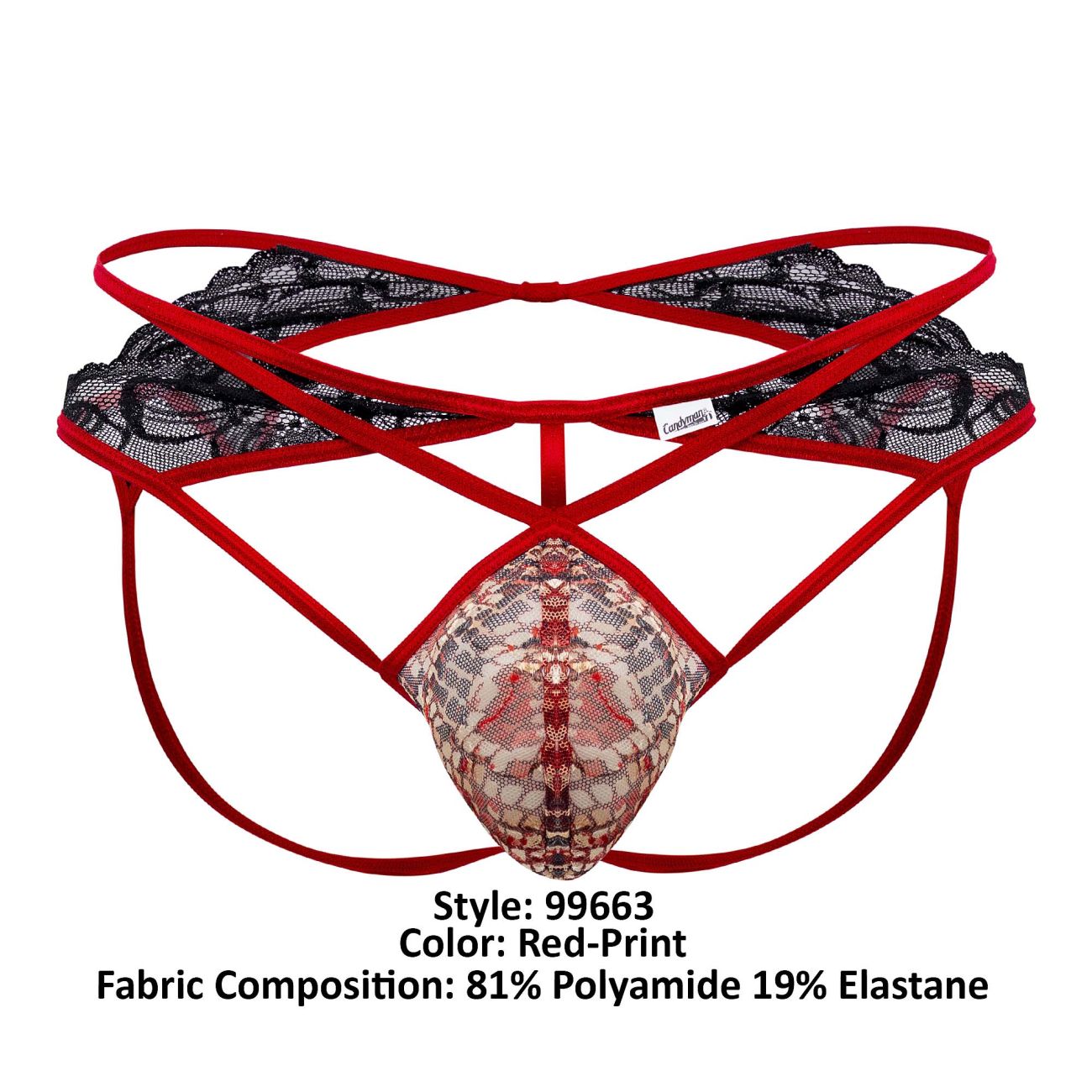 CandyMan 99663 Lace Jockstrap Color Red-Print - DealByEthan.gay loves CandyMan