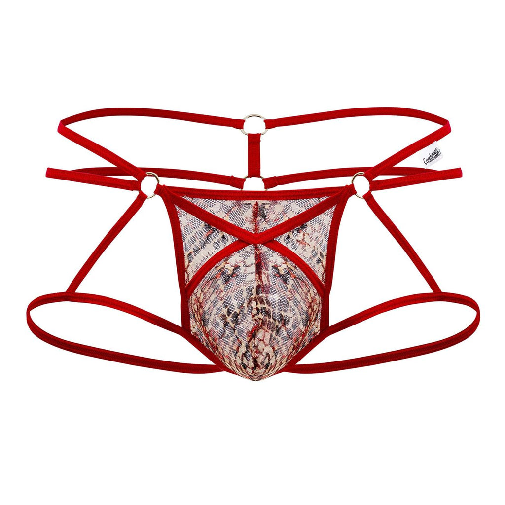 CandyMan 99671 Lace Jock Thongs Color Red-Print - DealByEthan.gay loves CandyMan